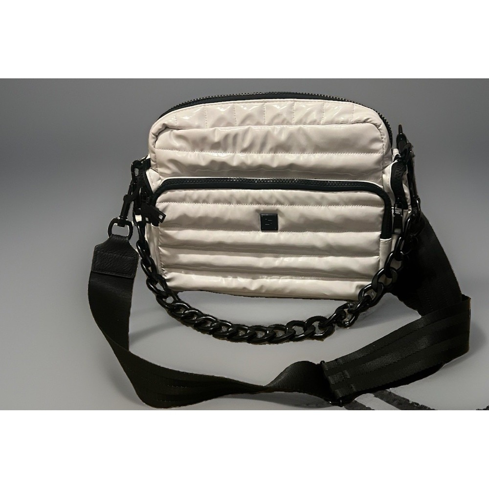 Think Royln Triad Bag In White Crossbody Bag With Black Trim And Hardware